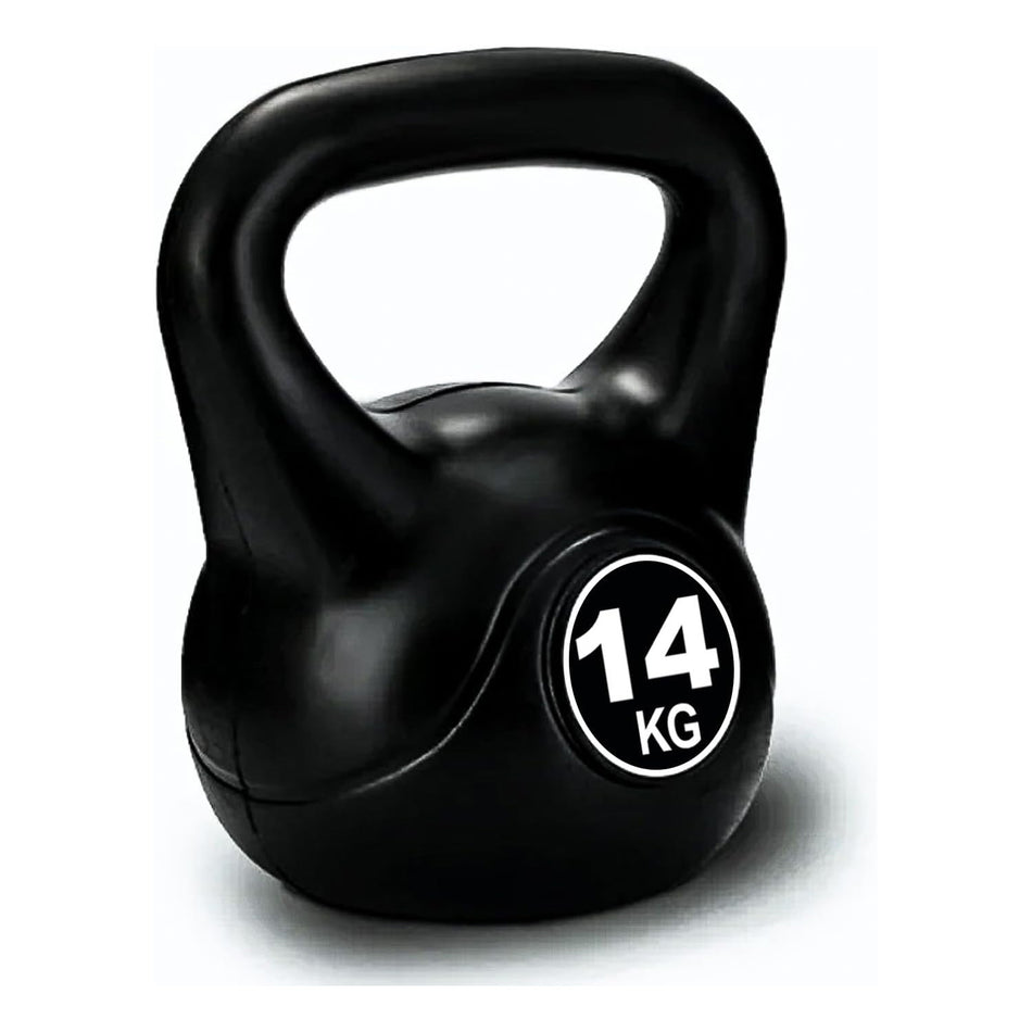 FITNESS Vinyl Kettlebell Dumbbell - Black Strength Training Weights for Home Gym, Full-Body Exercises Kettlebell 14KG