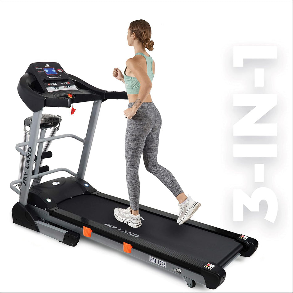 Treadmill 5Hp Peak Motor With Massager EM-1272 Auto Incline And Bluetooth Speaker, Cardio Exercise For Home And Office Use