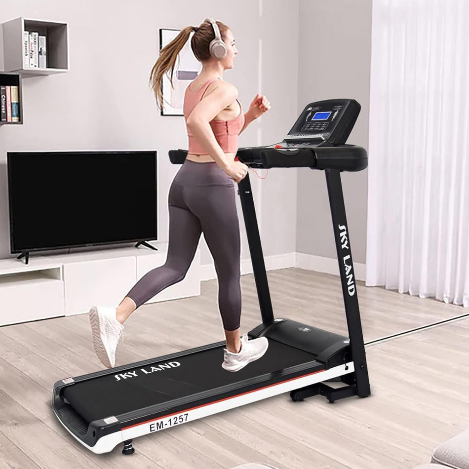 Home Use Treadmill 2HP - 4HP Peak Motor Compact Designed Treadmill, Foldable Treadmill Black