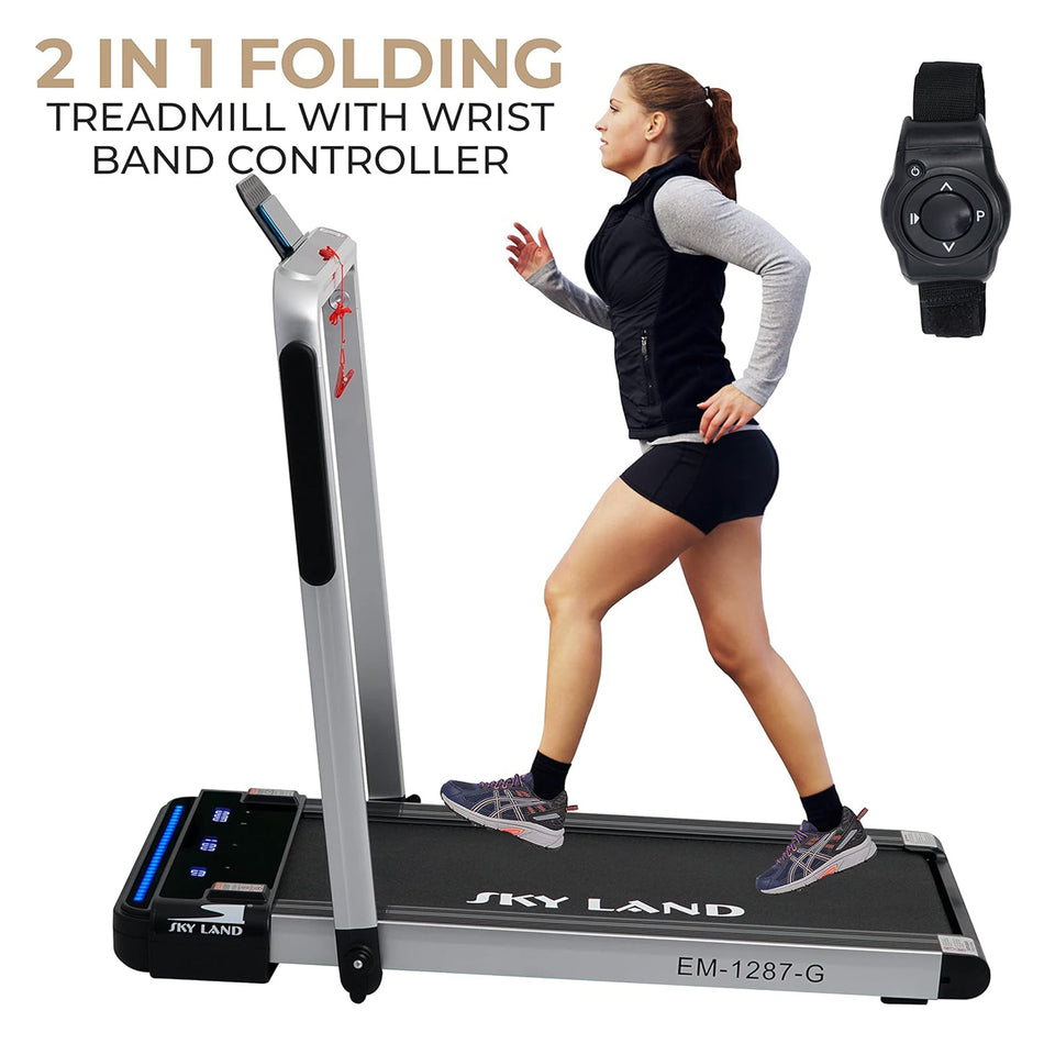 2-in-1 Treadmill, EM-1287-G Walking pad Foldable 4 HP Peak,12 Programs, With Large Running Surface and App Control, Pre-assembled-Treadmill For Home in Saudi Arabia