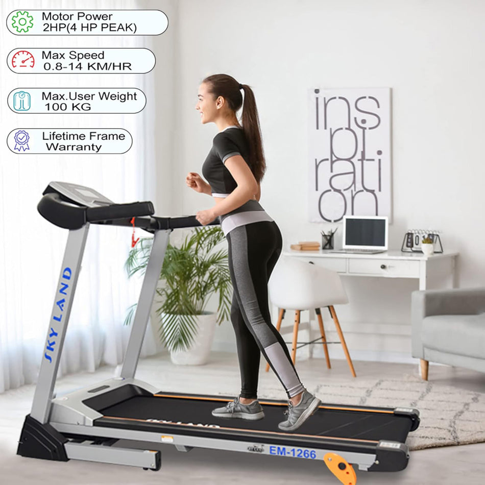 Home Use Treadmill with 4Hp Peak Dc Motor-Foldable Treadmill, Running Machine For Home and Office