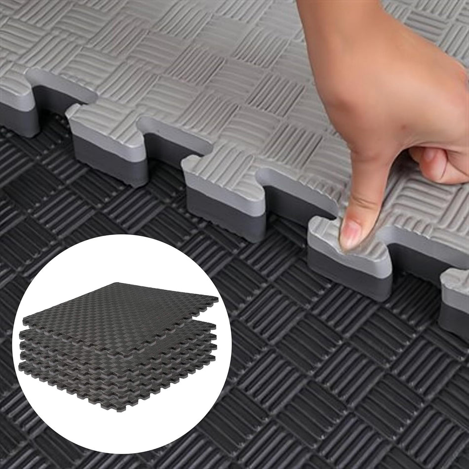 5 Pcs. High Density Eva Interlocking Foam Mat EM-9346 Protective Floor Mat-Puzzle Mat Black/Gray, L 104.5 X W 104.5 X H 2.5 CM