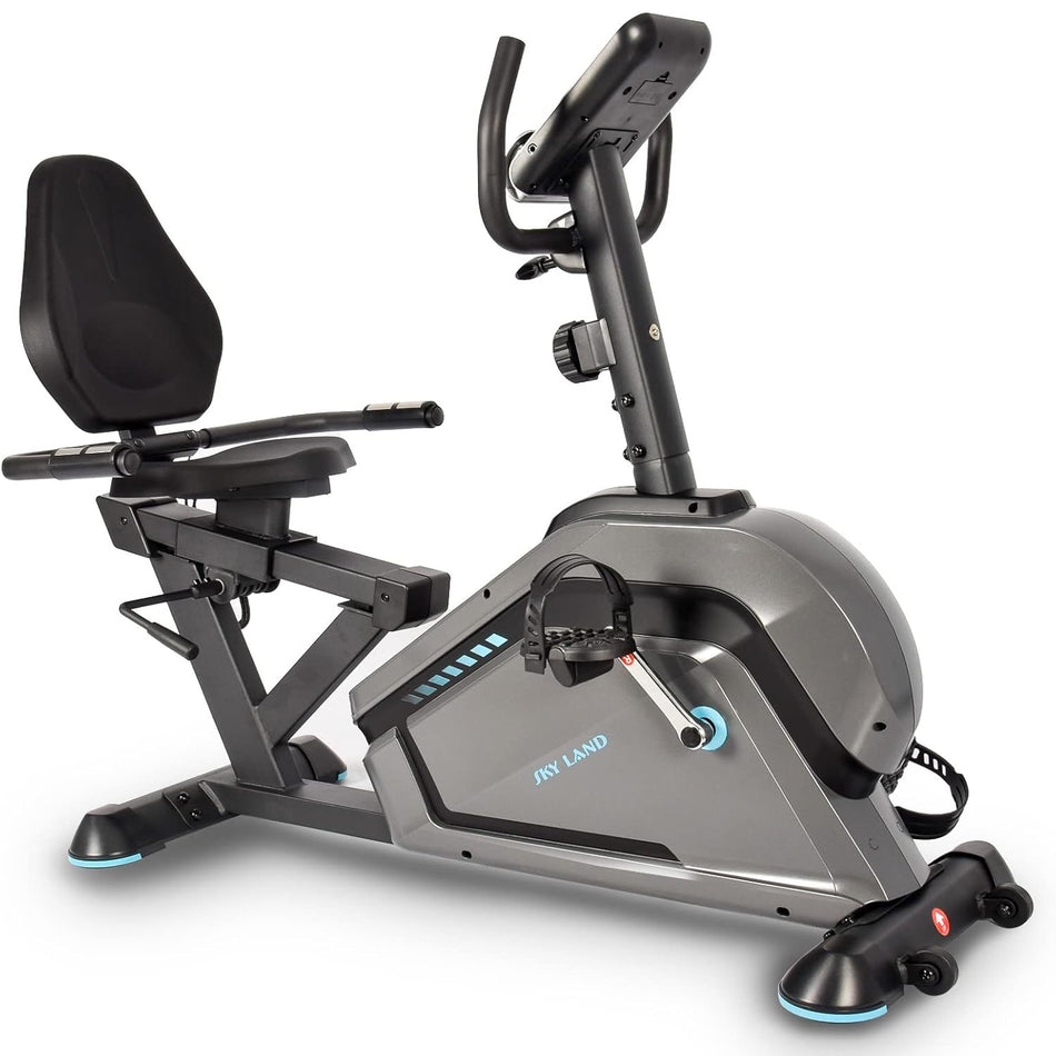 SKY LAND Fitness Exercise Bike | Magnetic Recumbent Bike With Smart FS Workout App | 8-level Magnetic Resistance | 2-way flywheel | Big LCD screen & Tablet Rack, Stationary Bike- EM-1564