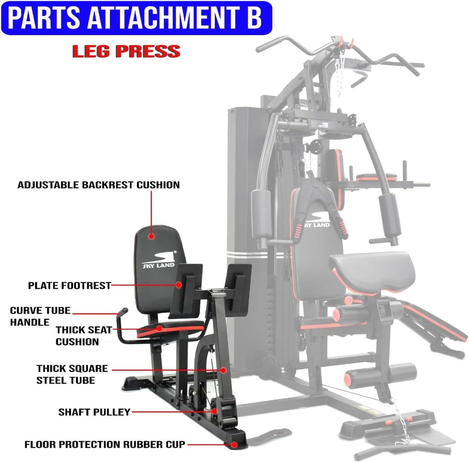 SKY LAND 3 Station Home Gym GM-8144 Heavy Duty Multi-Function Workout Machine with 71kg Weight Stack, Pull-Up Bar, Bench Press, Power Tower, Sit-Up Bench
