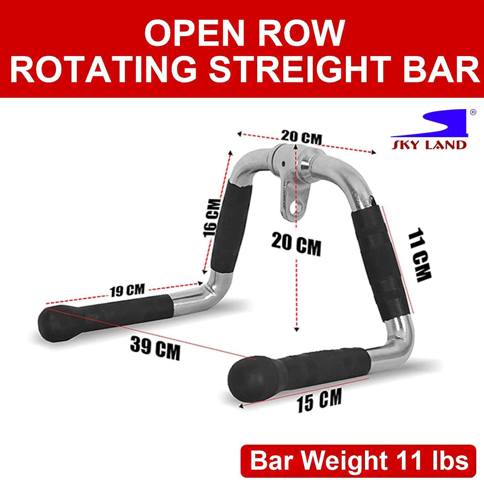 SKY LAND Multi Exercise Bar Cable Attachment | Lat pull-down Bar Cable Machine Attachments Tricep Press Down Bar | Revolving Straight Curl Pulldown Bar with Rotating & Rubber Handle Grips- EM-9357