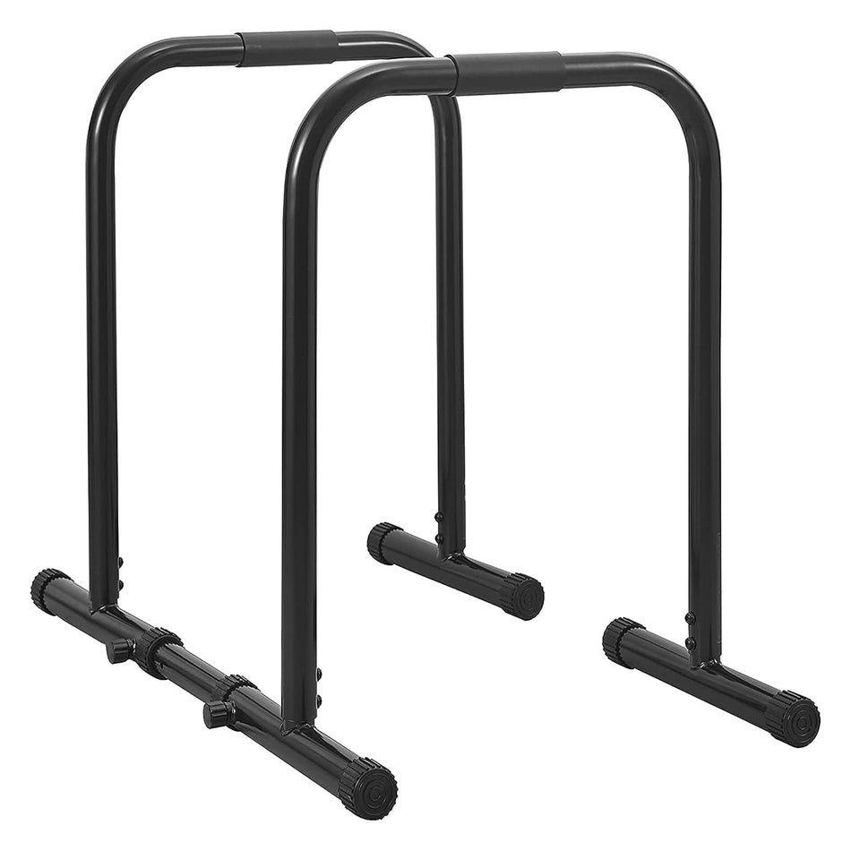 SKY LAND Fitness Heavy Duty Dip Stands | Portable Functional Stength with Safety Connector, Workout Dip bar Station Stabilizer Parallettes Push Up Stand Black, EM-1870