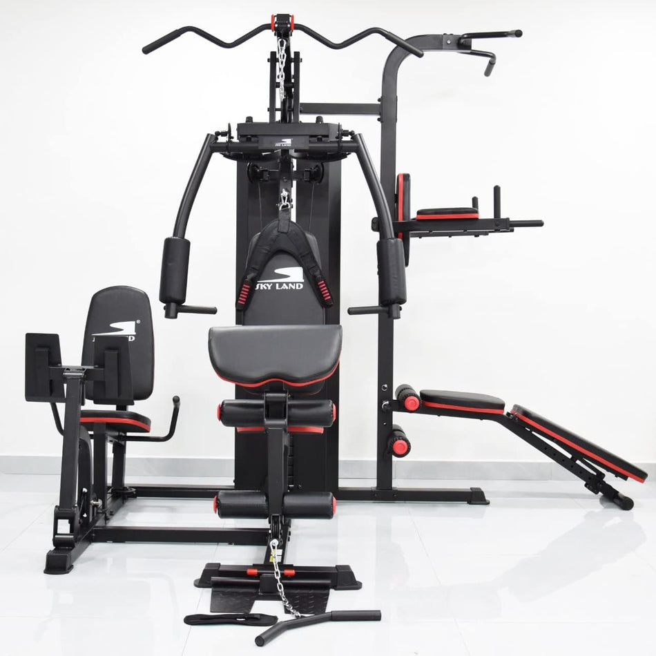 SKY LAND 3 Station Home Gym GM-8144 Heavy Duty Multi-Function Workout Machine with 71kg Weight Stack, Pull-Up Bar, Bench Press, Power Tower, Sit-Up Bench