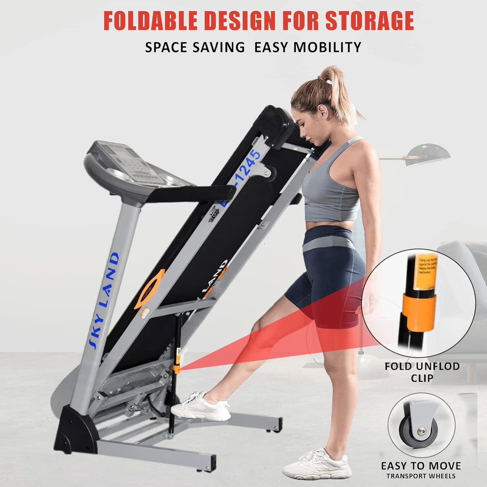 Foldable Treadmill (5 HP Peak) For Home Use EM-1245 Automatic Incline, Hi-Fi Speaker