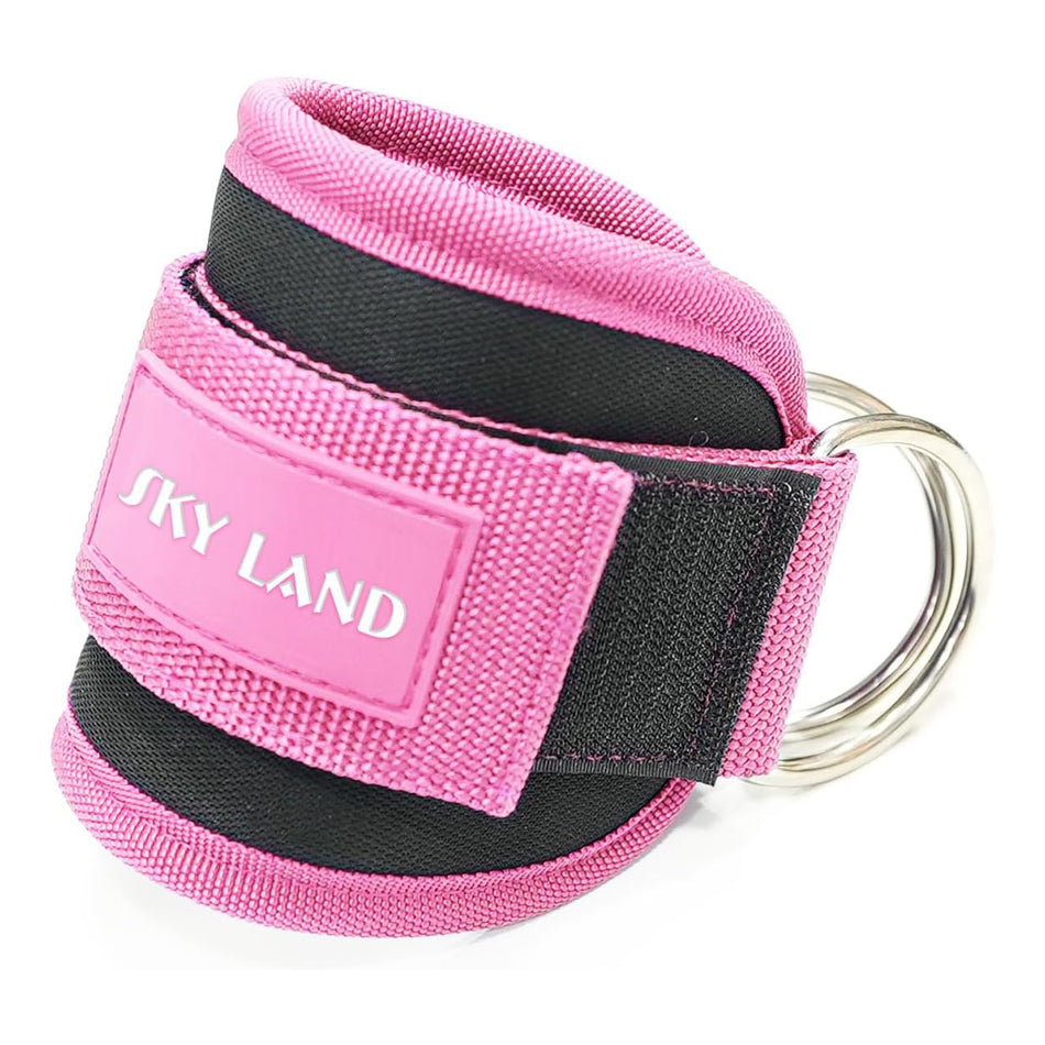 SKY LAND Ankle Straps - Padded Gym Cuffs for Cable Machines. Ideal for Kickbacks, Glute Workouts, Leg Extensions. Steel D Ring, Adjustable Neoprene Support