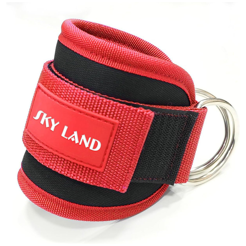 SKY LAND Ankle Straps - Padded Gym Cuffs for Cable Machines. Ideal for Kickbacks, Glute Workouts, Leg Extensions. Steel D Ring, Adjustable Neoprene Support. Perfect for Resistance Bands.