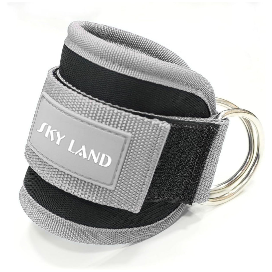 SKY LAND Ankle Straps - Padded Gym Cuffs for Cable Machines. Ideal for Kickbacks, Glute Workouts, Leg Extensions. Steel D Ring, Adjustable Neoprene Support