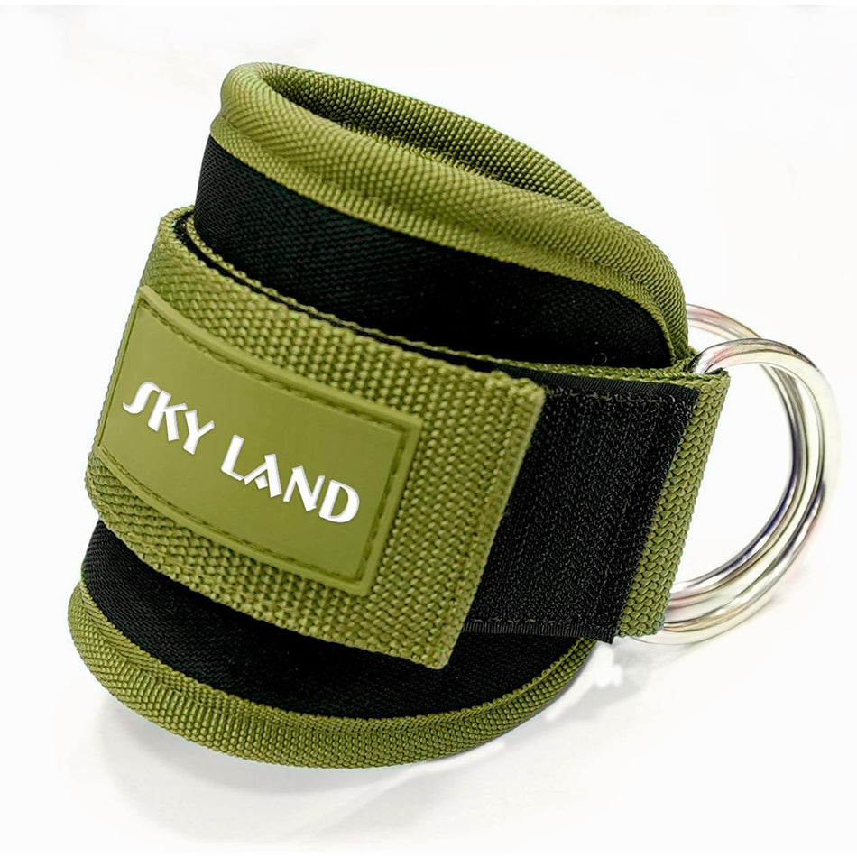 SKY LAND Ankle Straps - Padded Gym Cuffs for Cable Machines. Ideal for Kickbacks, Glute Workouts, Leg Extensions. Steel D Ring, Adjustable Neoprene Support