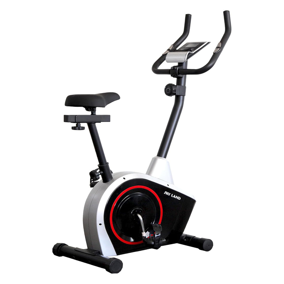 SKY LAND Upright Magnetic Exercise Bike | 8-Level Resistance | 5Kg 2-Way Flywheel | LED Display & Pulse Sensors | FitShow App | Quiet & Smooth Cycling | Adjustable Seat | Home Gym EM-1570