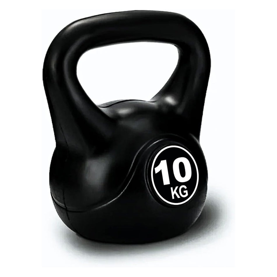 SKY LAND FITNESS Vinyl Kettlebell Dumbbell - Black Strength Training Weights for Home Gym, Full-Body Exercises Kettlebell 10KG