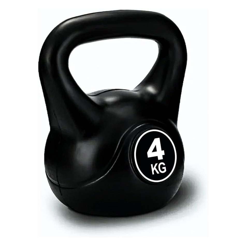 SKY LAND FITNESS Vinyl Kettlebell Dumbbell - Black Strength Training Weights for Home Gym, Full-Body Exercises Kettlebell 4KG