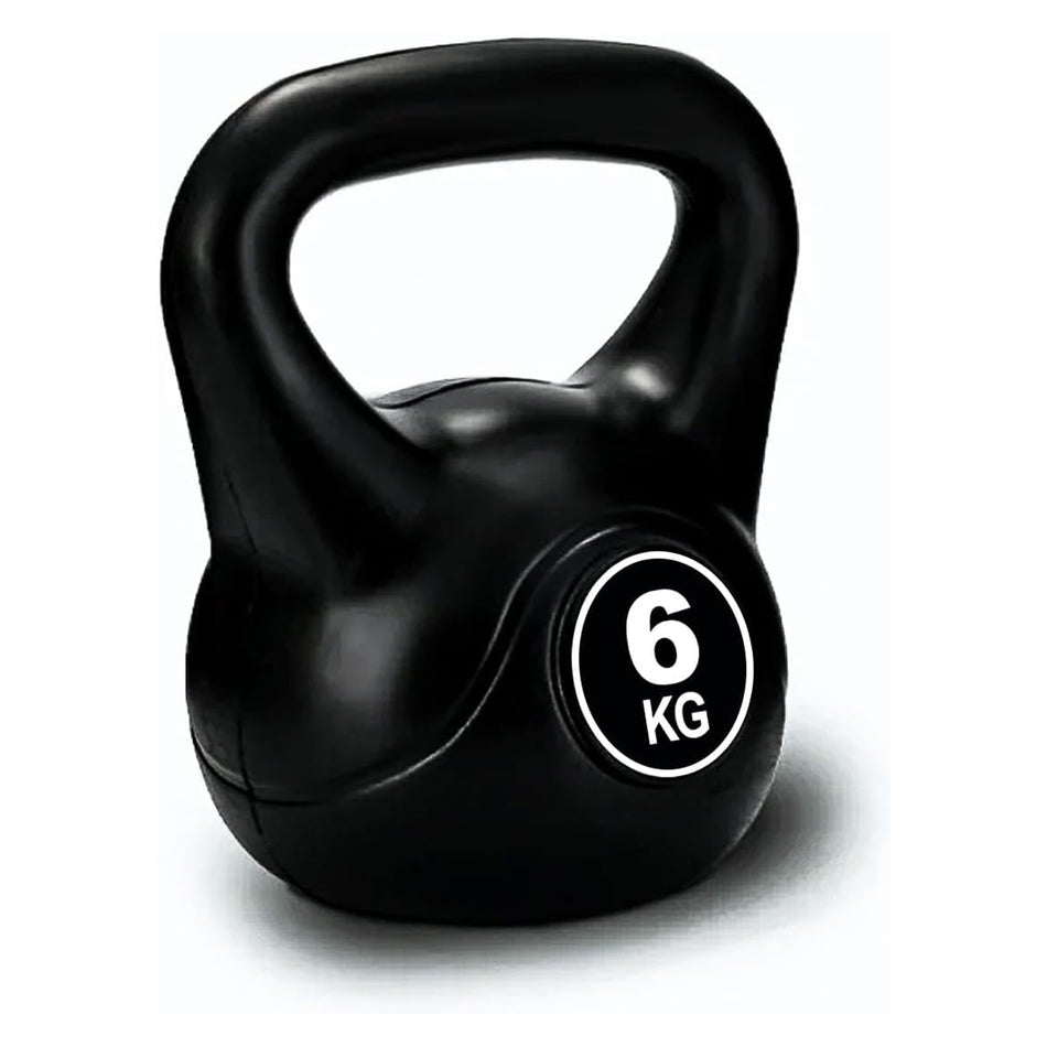 SKY LAND FITNESS Vinyl Kettlebell Dumbbell - Black Strength Training Weights for Home Gym, Full-Body Exercises Kettlebell 6KG