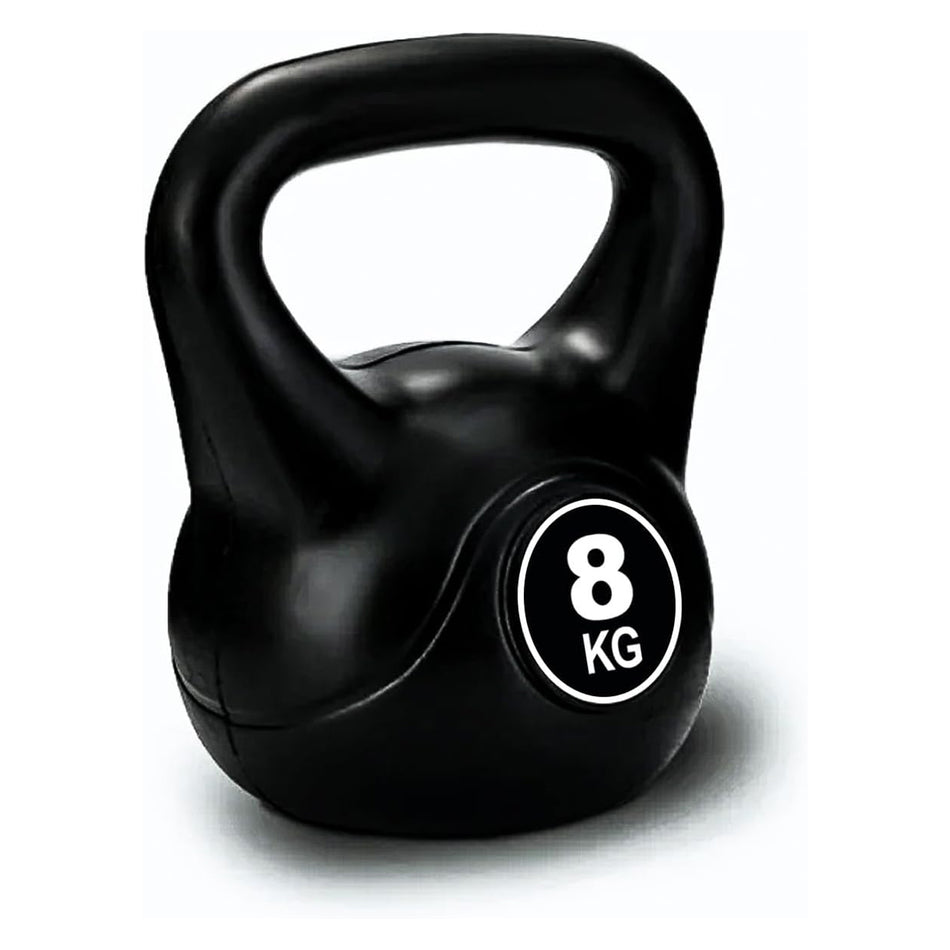 SKY LAND FITNESS Vinyl Kettlebell Dumbbell - Black Strength Training Weights for Home Gym, Full-Body Exercises Kettlebell 8KG
