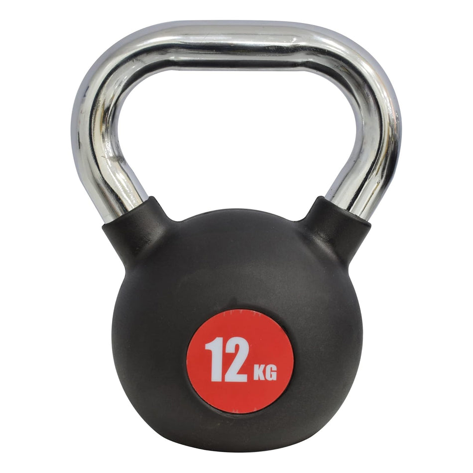 Skyland Rubber Coated Cast Iron Kettlebell With Chrome Handle Kettlebell Weight For Strength And Weight Training – Exercise Kettlebell For Whole Body Workout-Em-9267-12
