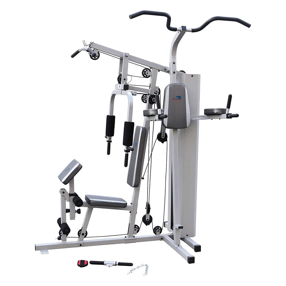 SKY LAND Fitness Home Gym System Multifunctional Workout Station With Lat Pull down Bar, Abdominal Situp, Weight Bench with 145LB Weight Stack, Chin up/Pull Up Station, 2 Station Home Gym GM-1823