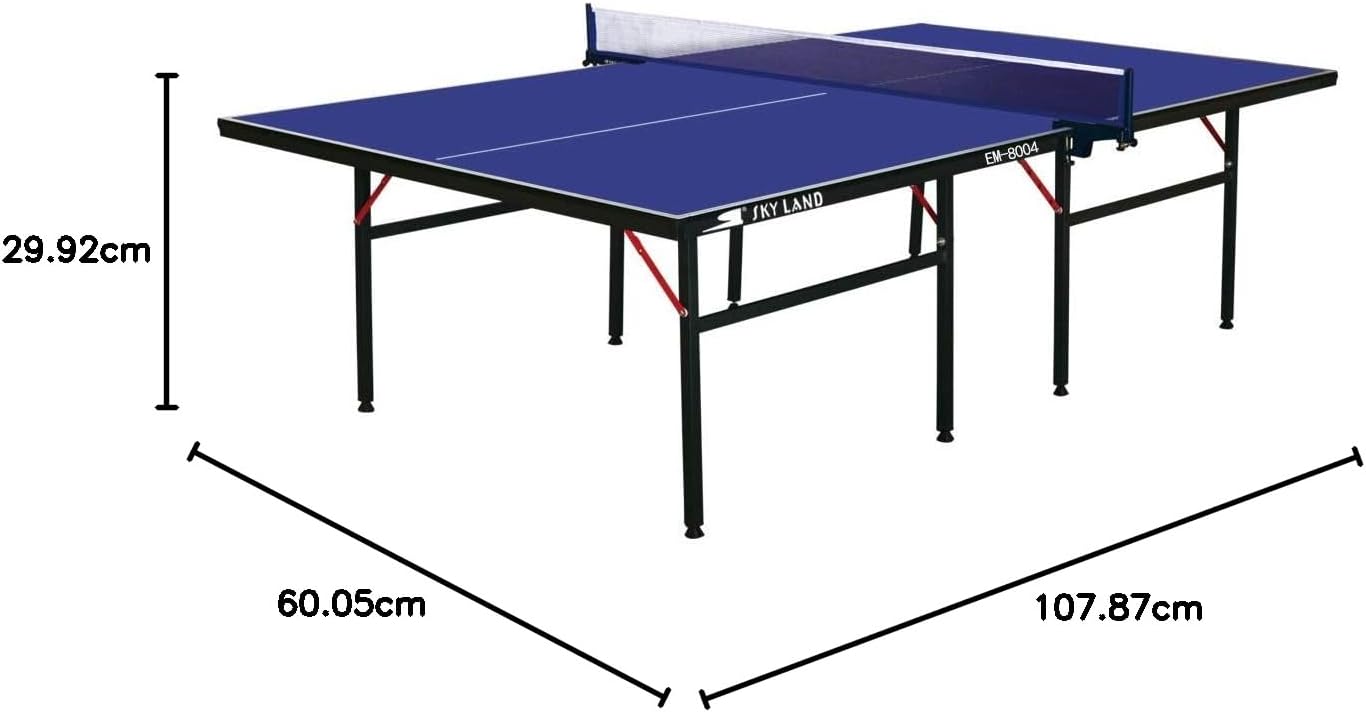 SKY LAND Professional Indoor Tennis Table, Foldable 9x5 Official Size Ping Pong Table Play Surface, Quick Setup Sports Equipment for Home, Club & Office Use ? Blue EM-8004 - Image 3