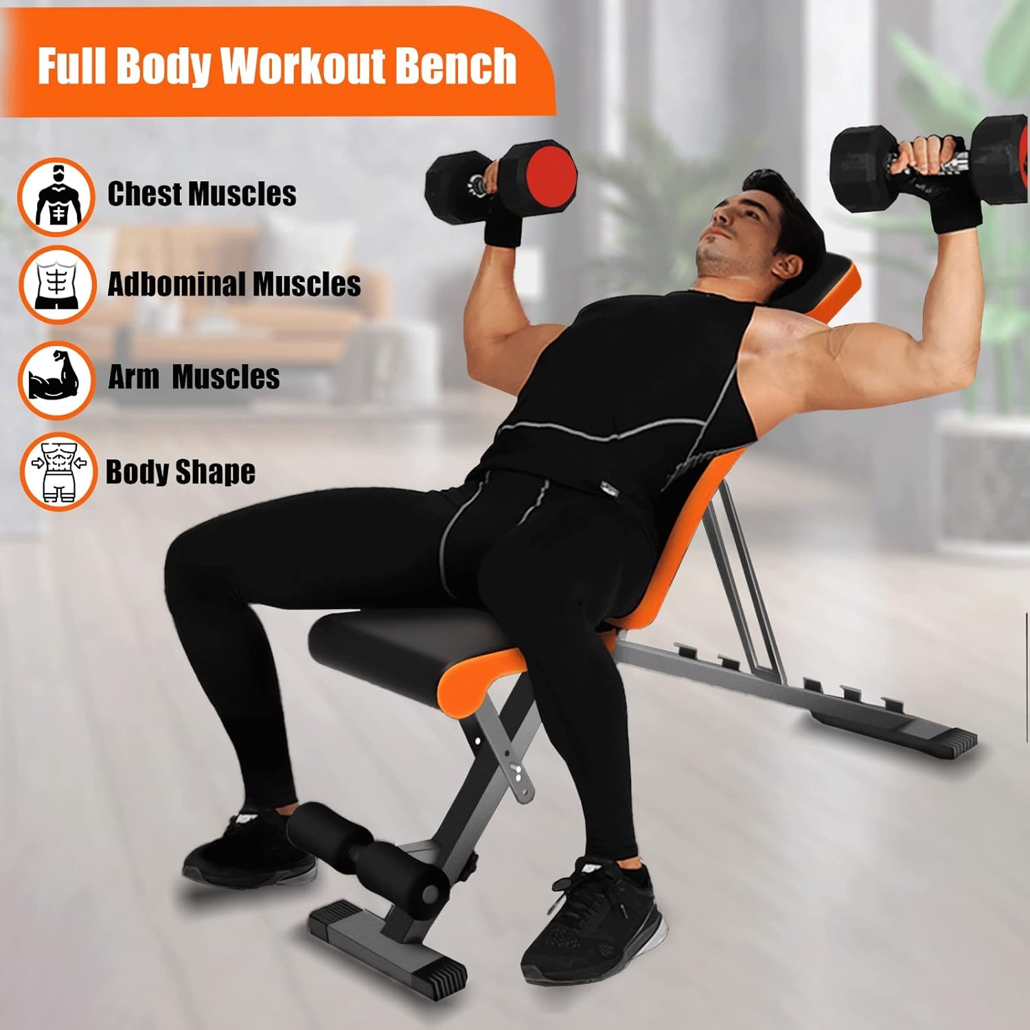 SKY LAND Adjustable Weight Bench for Home Gym - Multifunctional Bench Press Workout Station, Foldable Design, High-Density Foam Padding, Supports 150 kg, Heavy-Duty Steel - Image 2