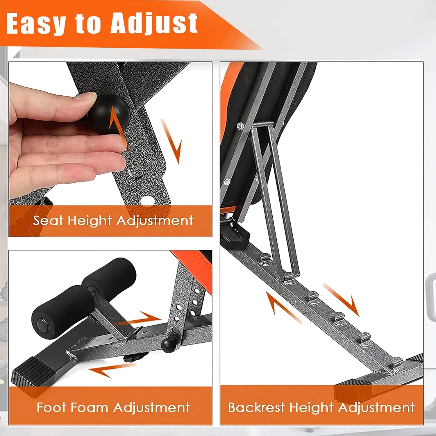 SKY LAND Adjustable Weight Bench for Home Gym - Multifunctional Bench Press Workout Station, Foldable Design, High-Density Foam Padding, Supports 150 kg, Heavy-Duty Steel - Image 6