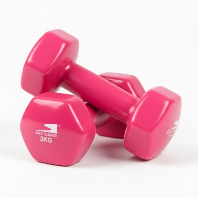 4kg Vinyl Dumbbell Set (2kg x 2) - Pink Anti-Roll Hex