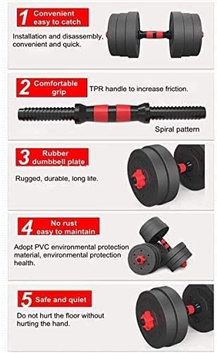 SKY LAND 2-In-1 Dumbbell and Barbell Set with Adjustable Weight Discs, 20 KGs, Durable Coated Plates and Connecting Rod for Strength Training –Dumbbell set 20KG EM-9269-20 - Image 4