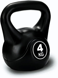 SKY LAND FITNESS Vinyl Kettlebell Dumbbell - Black Strength Training Weights for Home Gym, Full-Body Exercises Kettlebell 4KG