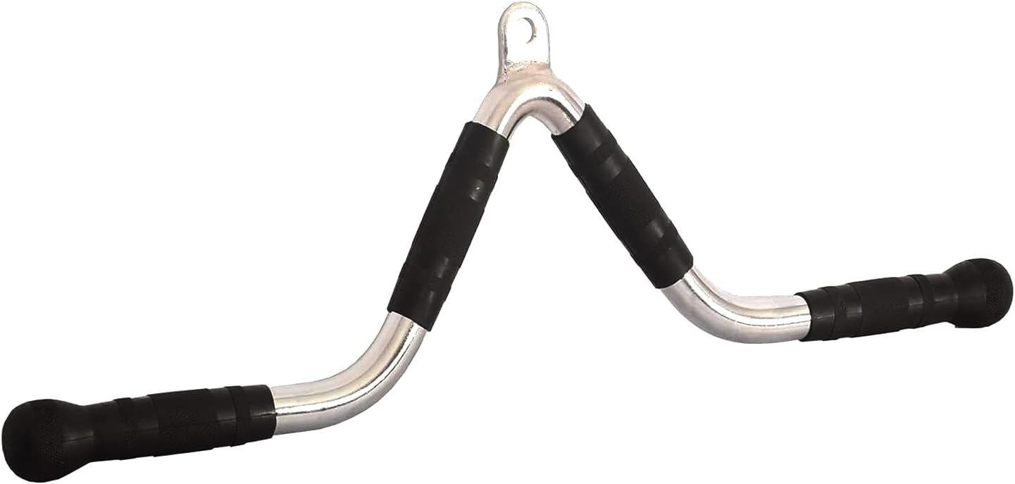 SKY LAND V Bar Lat Pull Bar for Cable Machine Attachment, Heavy Duty Chrome Tricep Pushdown & Row Handle with Rubber Grip, Strength Training Accessory for Gym, Home Workout, Bodybuilding & Weightlifting Equipment