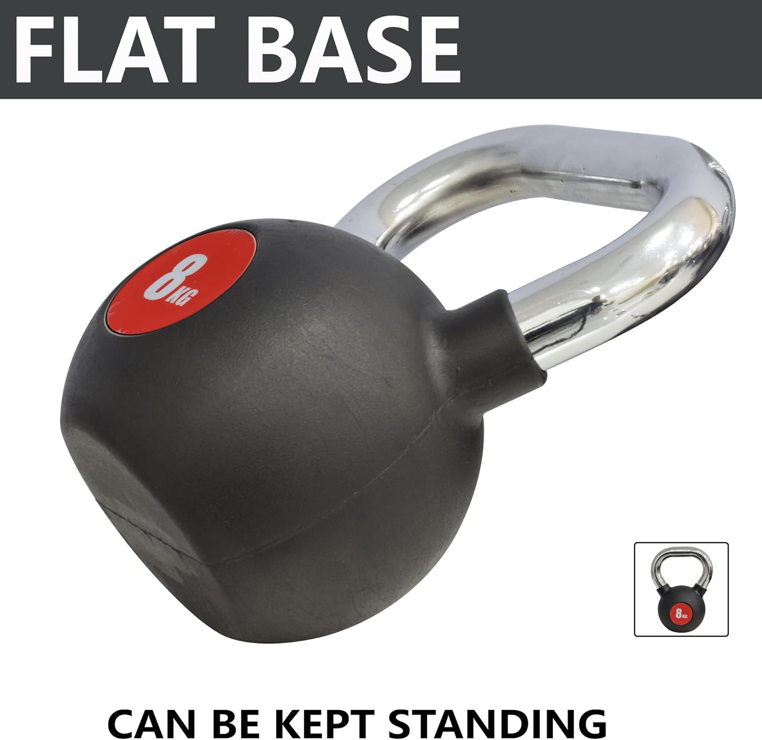 SKY LAND Kettlebell Rubber Coated Cast Iron Kettle dumbbell with Chrome Handle Kettlebell Weight For Strength And Weight Training – Exercise Kettlebell For Whole Body Workout-EM-9267-8 - Image 5