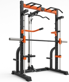 Power Cage, Smith Machine - Squat Rack - Multi-Function Home Gym Equipment for Full-Body Strength Training