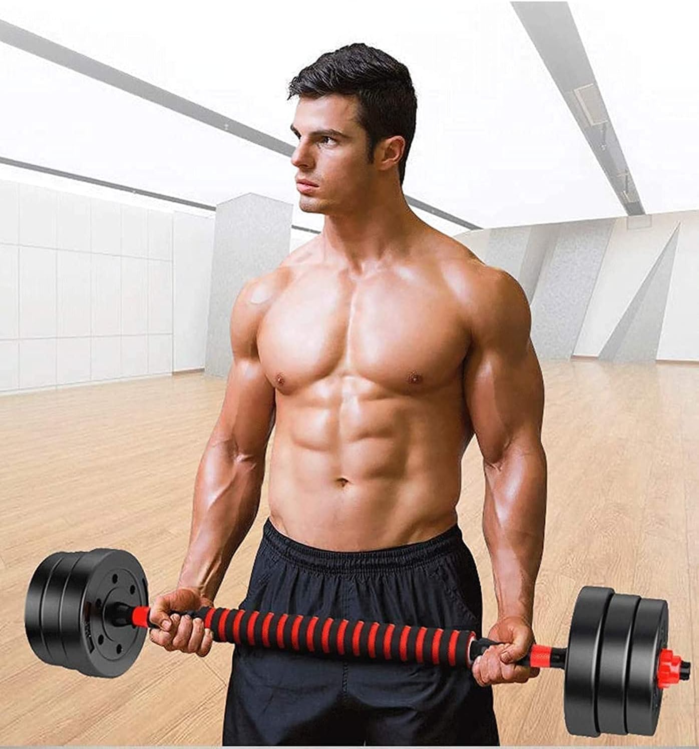 SKY LAND 2-In-1 Dumbbell and Barbell Set with Adjustable Weight Discs, 20 KGs, Durable Coated Plates and Connecting Rod for Strength Training –Dumbbell set 20KG EM-9269-20 - Image 5