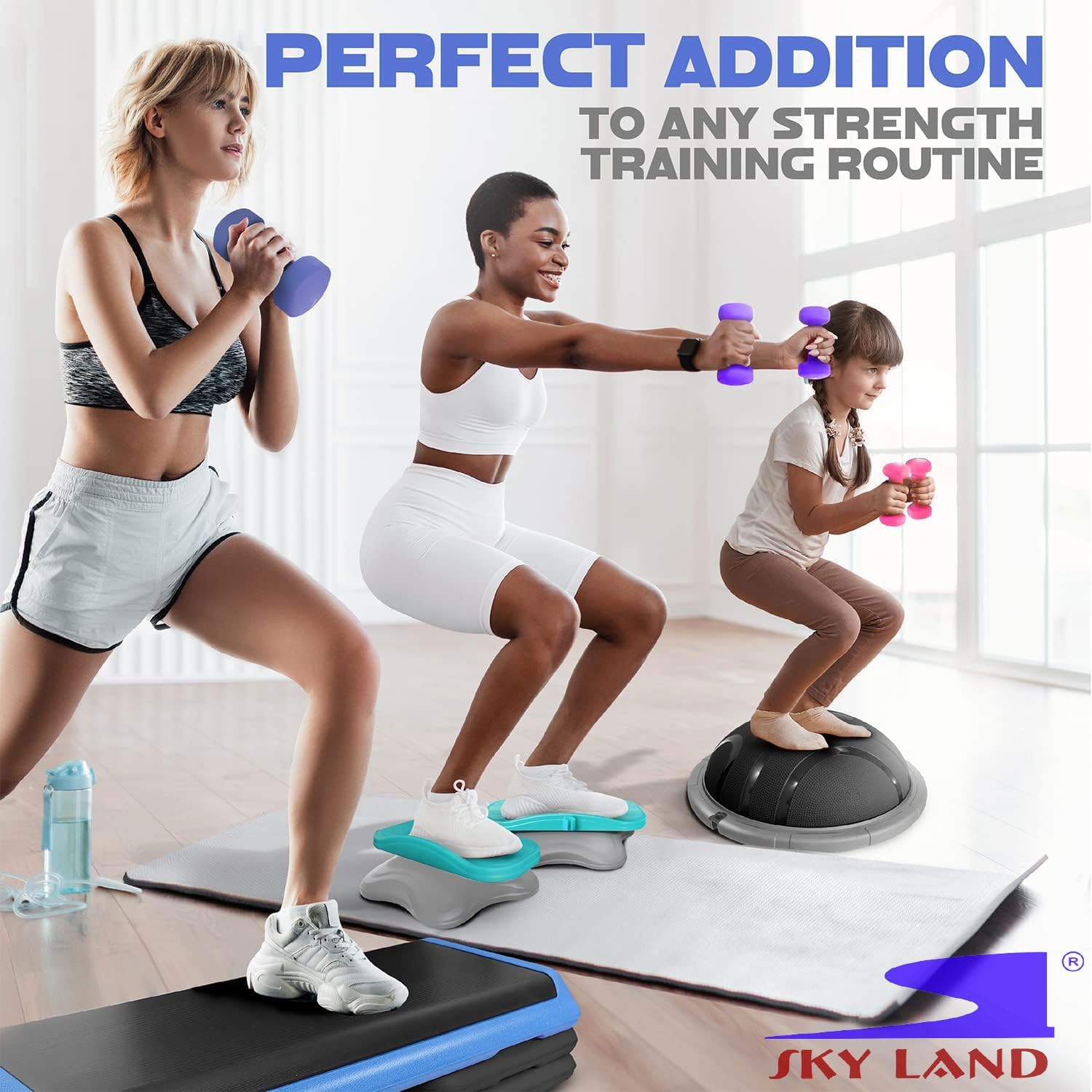 SKY LAND Dumbbell Rack Set with 2x1KG (Pink), 2x2KG (Blue), 2x3KG (Purple) Neoprene Hex Dumbbells – 12KG Home Gym Equipment, Anti-Roll Hand Weights for Strength Training & Fitness – EM-9373-12 - Image 5