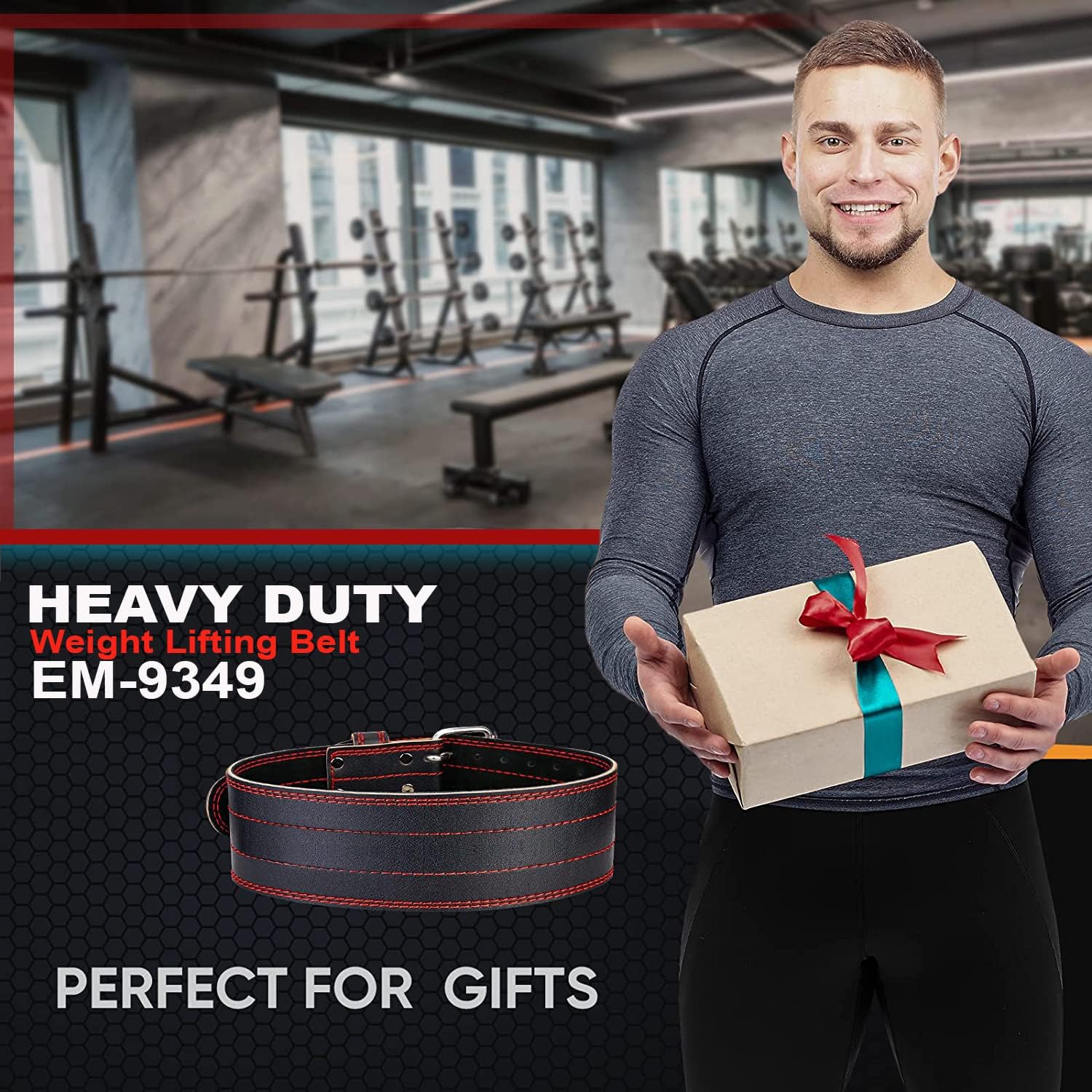 SKY LAND Weight Lifting Belt for Men & Women - 6mm Thick Leather Powerlifting Belt with Double Prong Steel Buckle & 10cm Wide Back Support - Heavy Duty Gym Belt for Squats, Deadlifts & Strength Training - Black (EM-9349-L) - Image 7