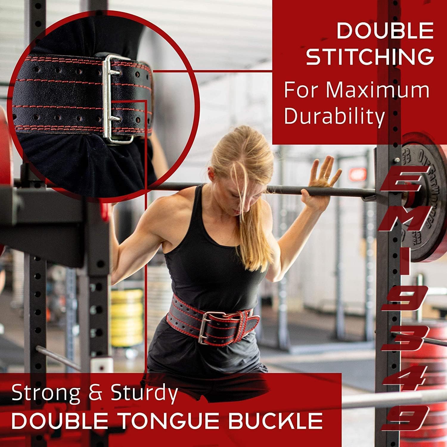 SKY LAND Weight Lifting Belt for Men & Women - 6mm Thick Leather Powerlifting Belt with Double Prong Steel Buckle & 10cm Wide Back Support - Heavy Duty Gym Belt for Squats, Deadlifts & Strength Training - Black (EM-9349-L) - Image 4