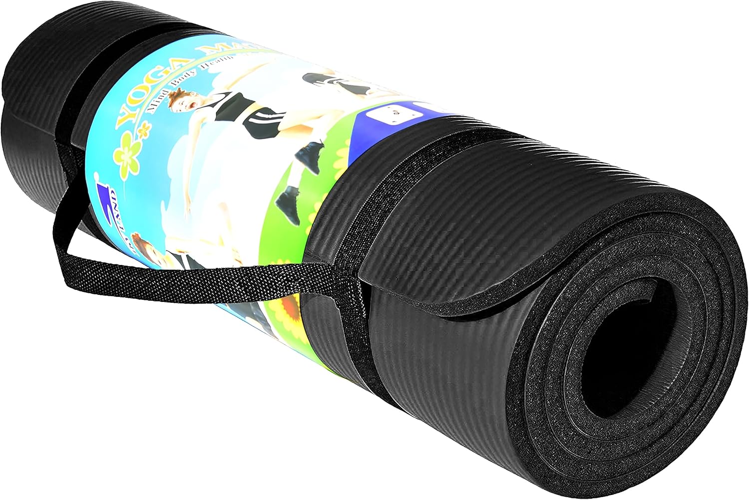 SKY LAND Yoga Mat 10mm Thick Non-Slip NBR Exercise Mat with Carry Strap – Extra Cushioning for Yoga, Pilates, HIIT, Stretching & Home Workouts – Durable Fitness Gym Mat (Black, 183 x 61cm) EM-9315-H