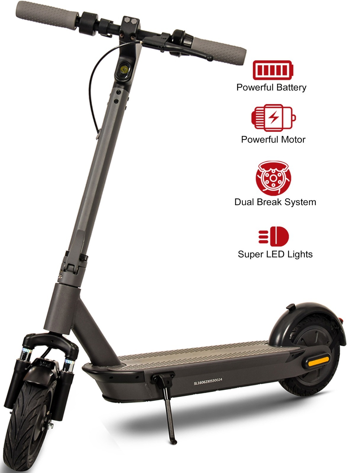SKY LAND Electric Scooter With suspension fork waterproof battery & 3 Level Speed and Fixed Digital Speedometer On Board and App-E scooter Black, with Top speed 25km/hr EM-1606-B - Image 2