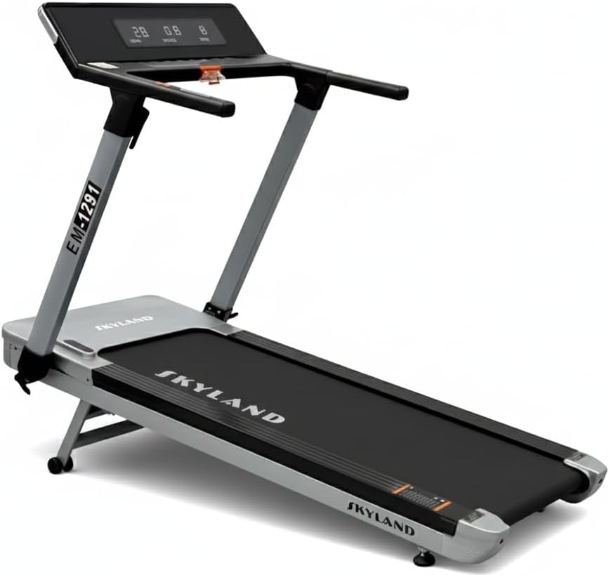 Foldable Treadmill, 4HP Peak Motor, 28-Level Auto Incline, Max Speed 14.8 KM/H, Bluetooth, Shock Absorption, ZWIFT App, LED Display, 120KG Capacity Running Machine for Home Gym EM-1291