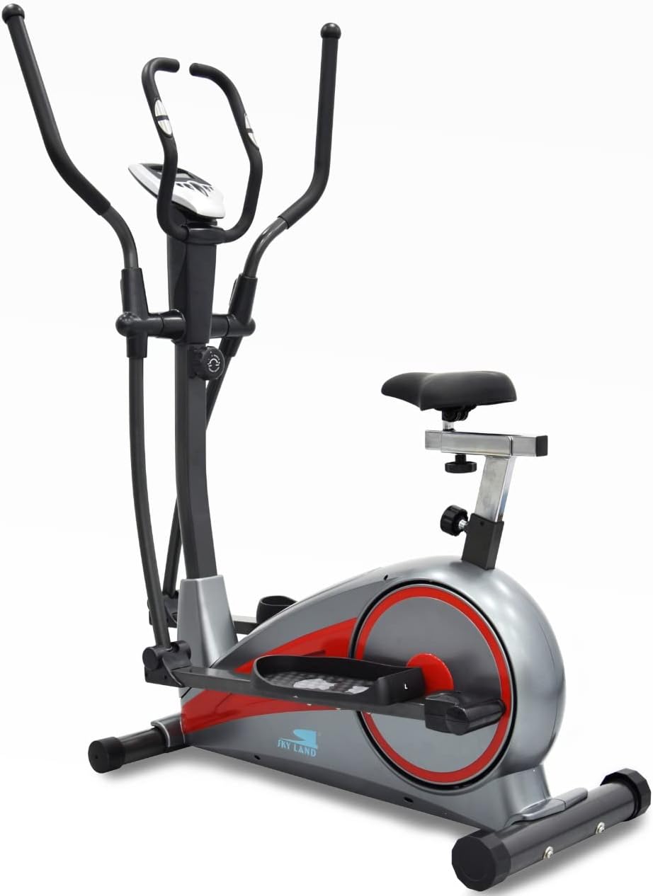 Elliptical and Upright Exercise Bike Magnetic Cardio Dual Trainer With 4 Way Adjustable Seat Elliptical Machine For Home - Em-1547