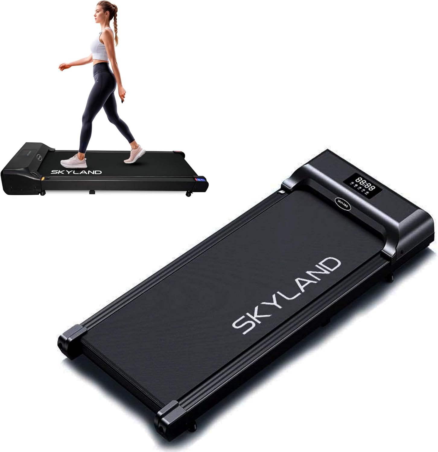Walking Pad Treadmill EM-1304 | Slim Under Desk Treadmill for Home & Office, Quiet 2HP Motor, LED Display, Remote Control, Compact Folding Design, 100KG Capacity Portable Walking Machine