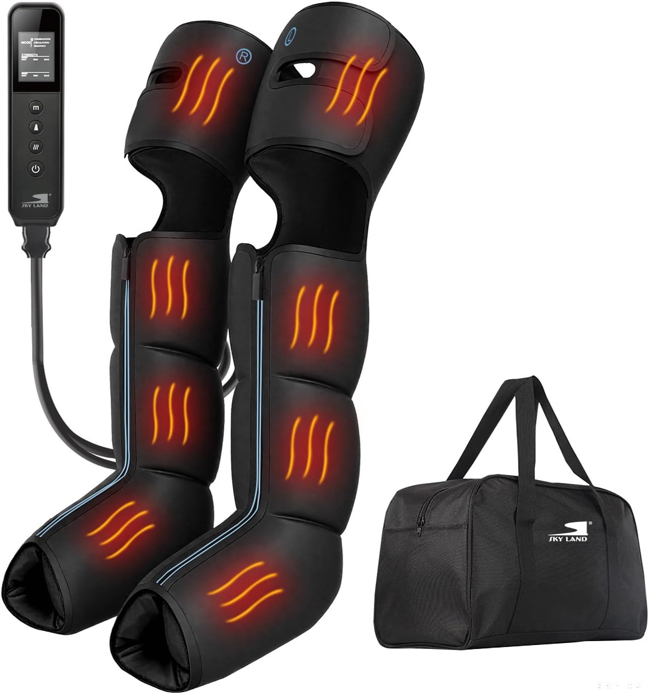 Air Compression Full Leg & Foot Massager with Heat ?C 3 Intensities, 3 Modes, 3 Heat Levels ?C Improves Circulation, Relieves Fatigue, Faster Muscle Recovery, Pain Relief ?C EM-2197