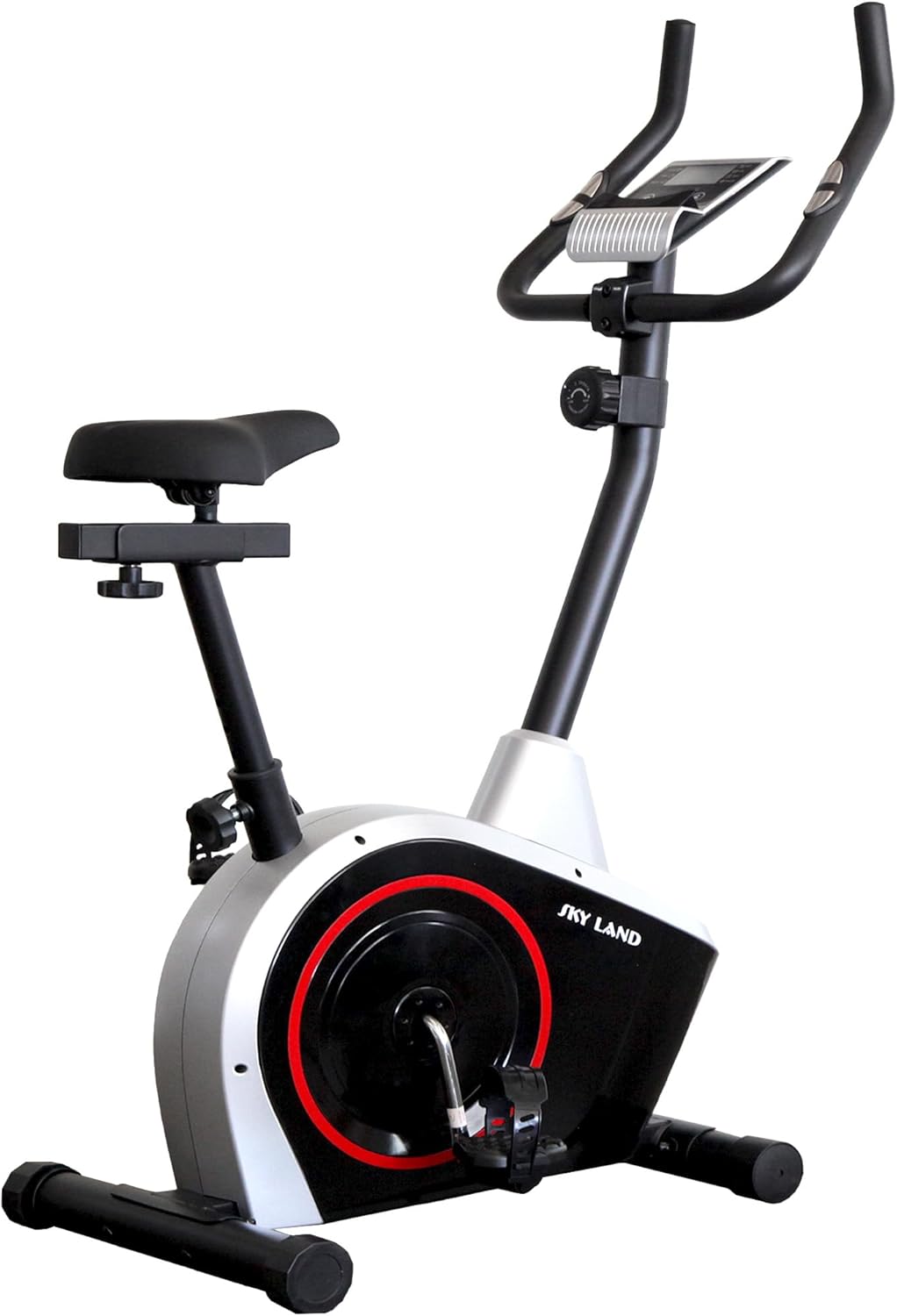 Upright Bike ?C Magnetic Exercise Bike, Elegant Black & Silver Design, 8-Level Resistance,5KG 2-Way Flywheel, Digital Display, FitShow App, Portable Home Gym, Max User Weight 100KG