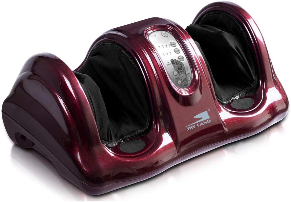 Foot Massager Machine Shiatsu Foot Massager, Therapeutic Reflexology Kneading and Rolling for Feet, Ankle, High-Intensity Rollers, Remote Control- EM-2158, Maroon