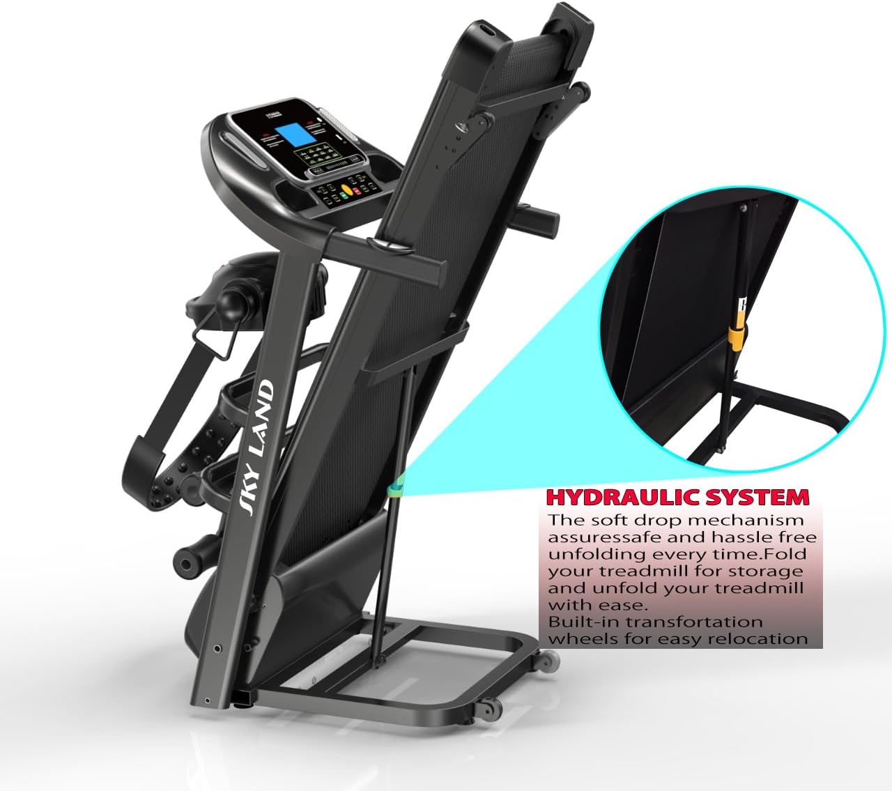 Treadmill With 4Hp Peak Motor | Compact Foldable Running Machine For Home With 3 Level manual incline, Treadmill With Massager Em-1279 - Image 5