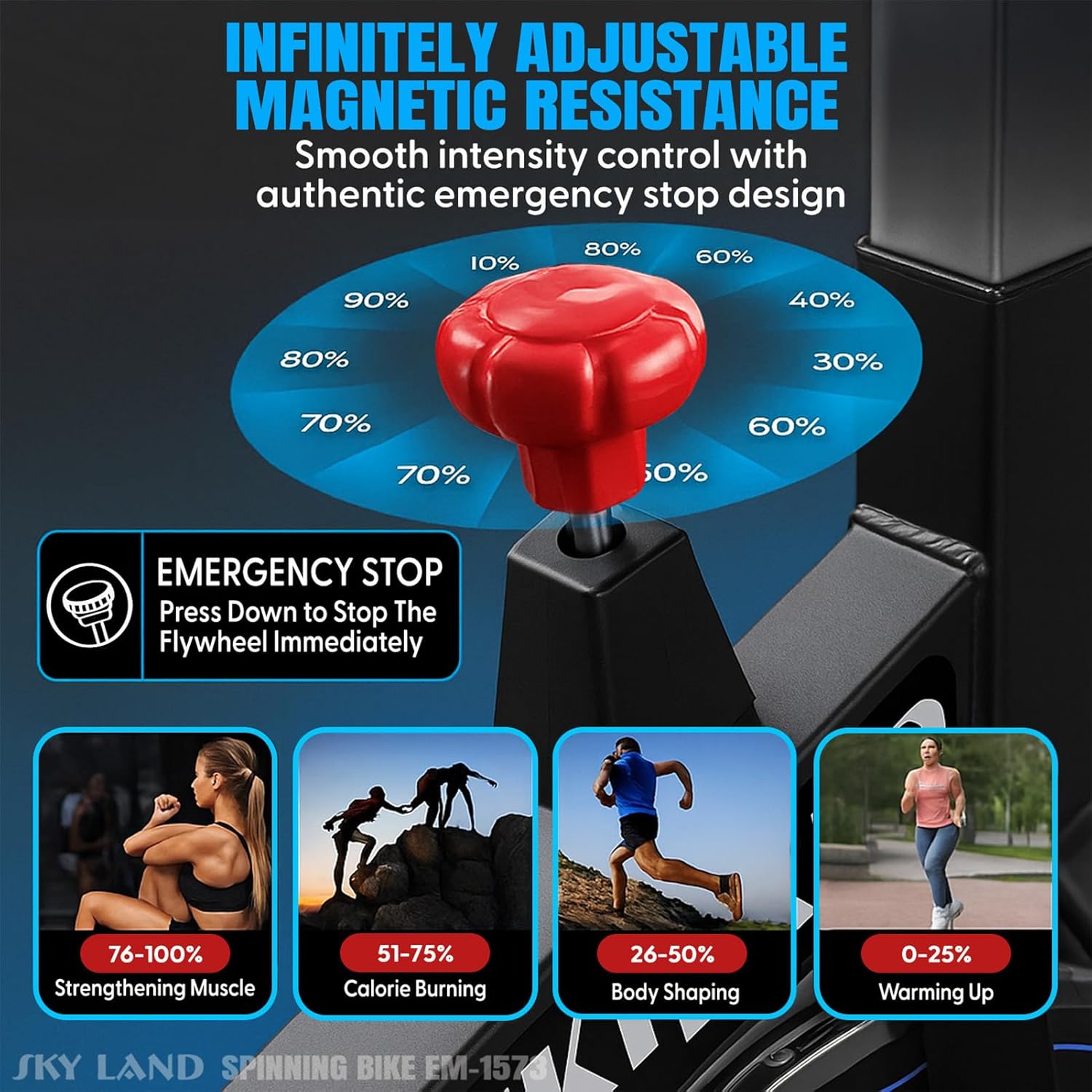 Spinning Bike ?C Indoor Exercise Bike for Home Cardio Workout, 5KG Flywheel, Adjustable Saddle Height, Compact Design, Max User Weight 110KG, PP+Steel Frame, Model EM-1573 - Image 4