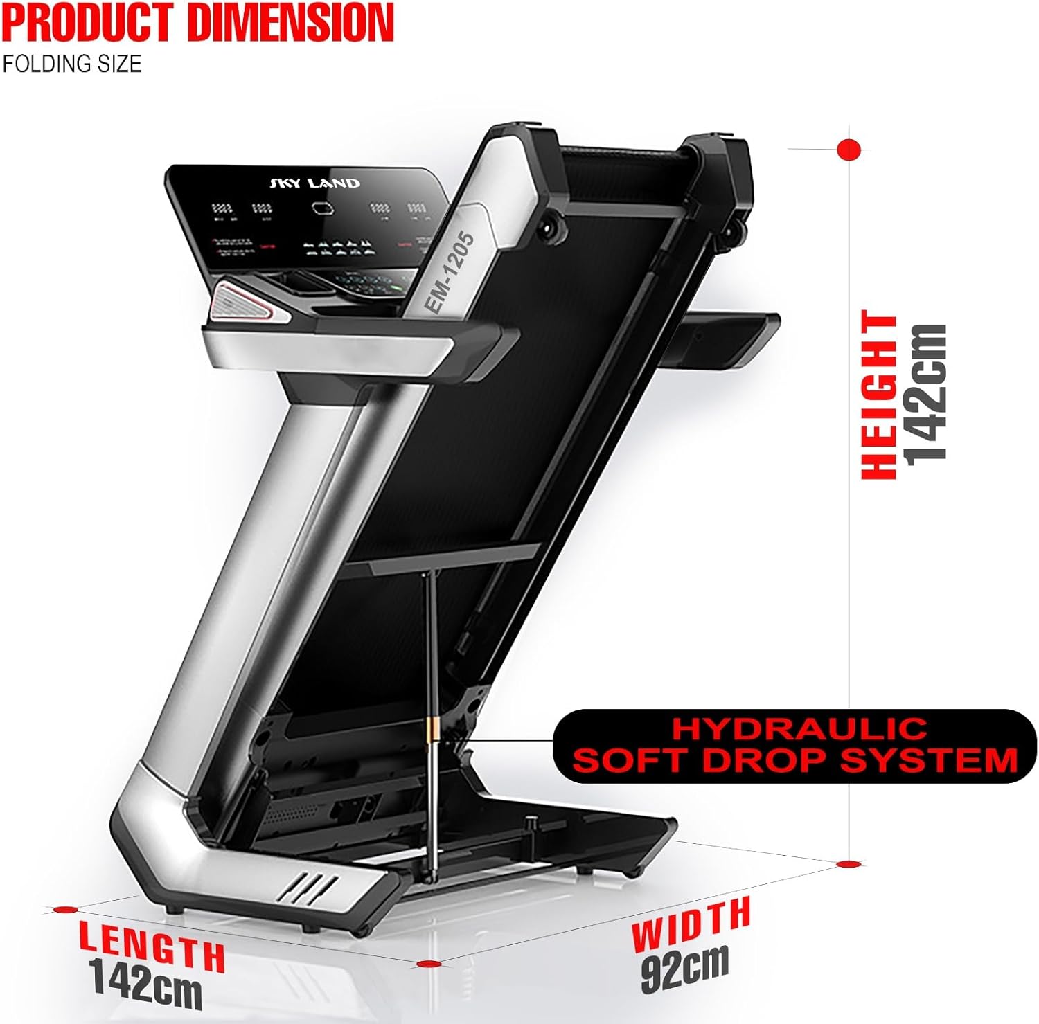 Treadmill Auto Incline Running Machine 5.0HP Peak Motor Bluetooth App Sync, Treadmill Foldable Design 130KG Capacity Wide Belt Home Gym Fitness EM-1205 - Image 8