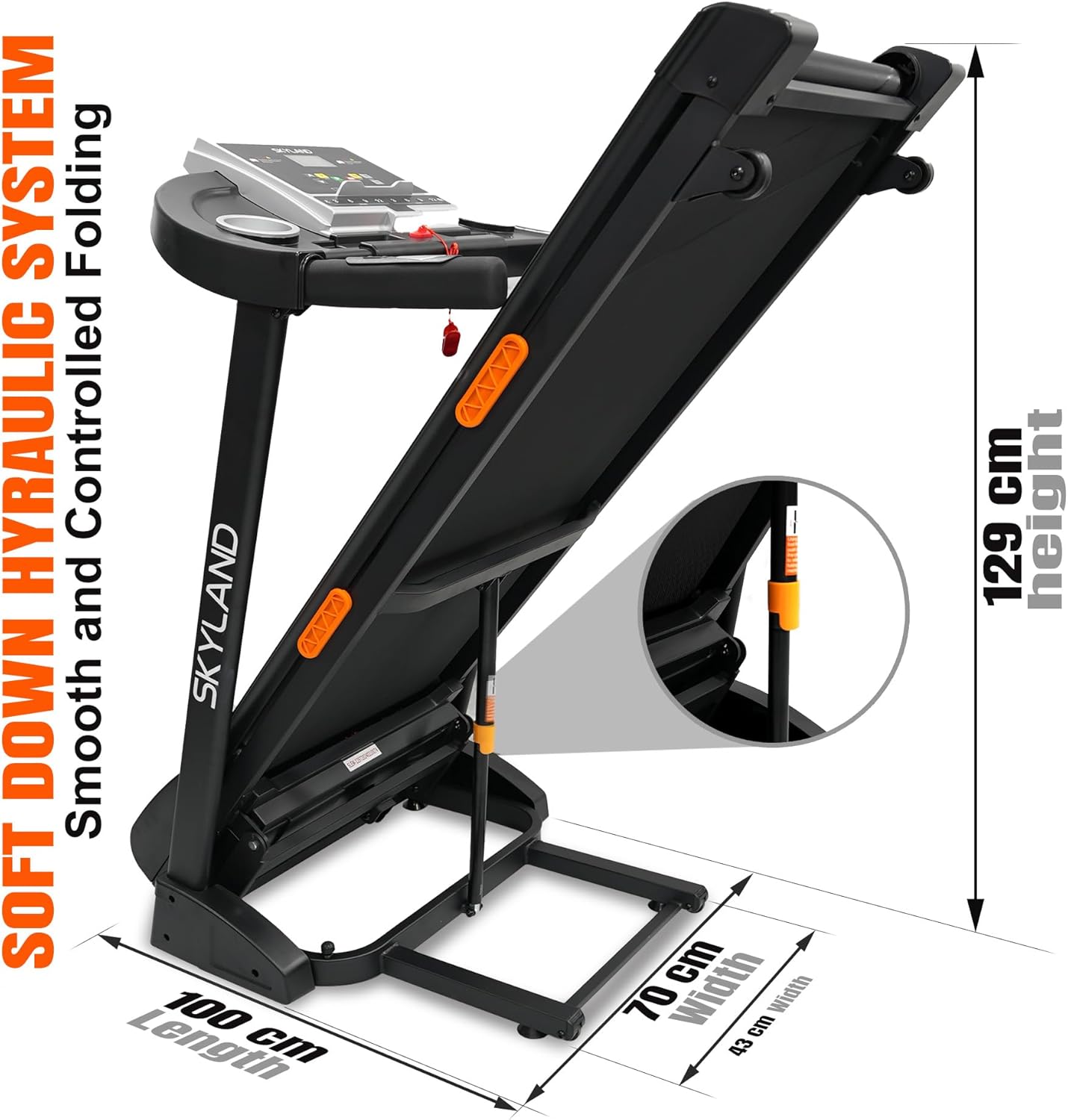 Treadmill Compact & Versatile with Built-In Bluetooth Speaker/Foldable Electric Running Machine for home and Office/Automatic Incline/Durable Belt for Safe Workouts-EM-1297 - Image 5