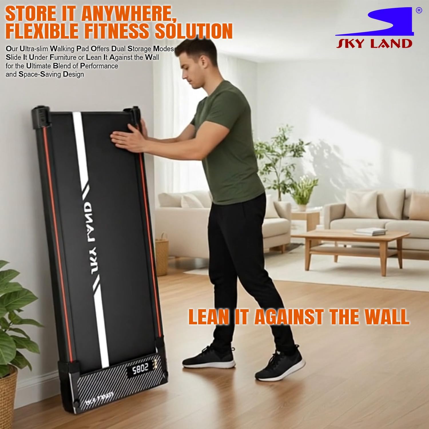 2-in-1 Walking Pad with Massager Pad, 2HP Peak Motor, LED Display, Remote Control, Dual-Side Design for Walking & Massage, Compact Slim Treadmill for Home & Office, 100KG Capacity, EM-1309 - Image 7