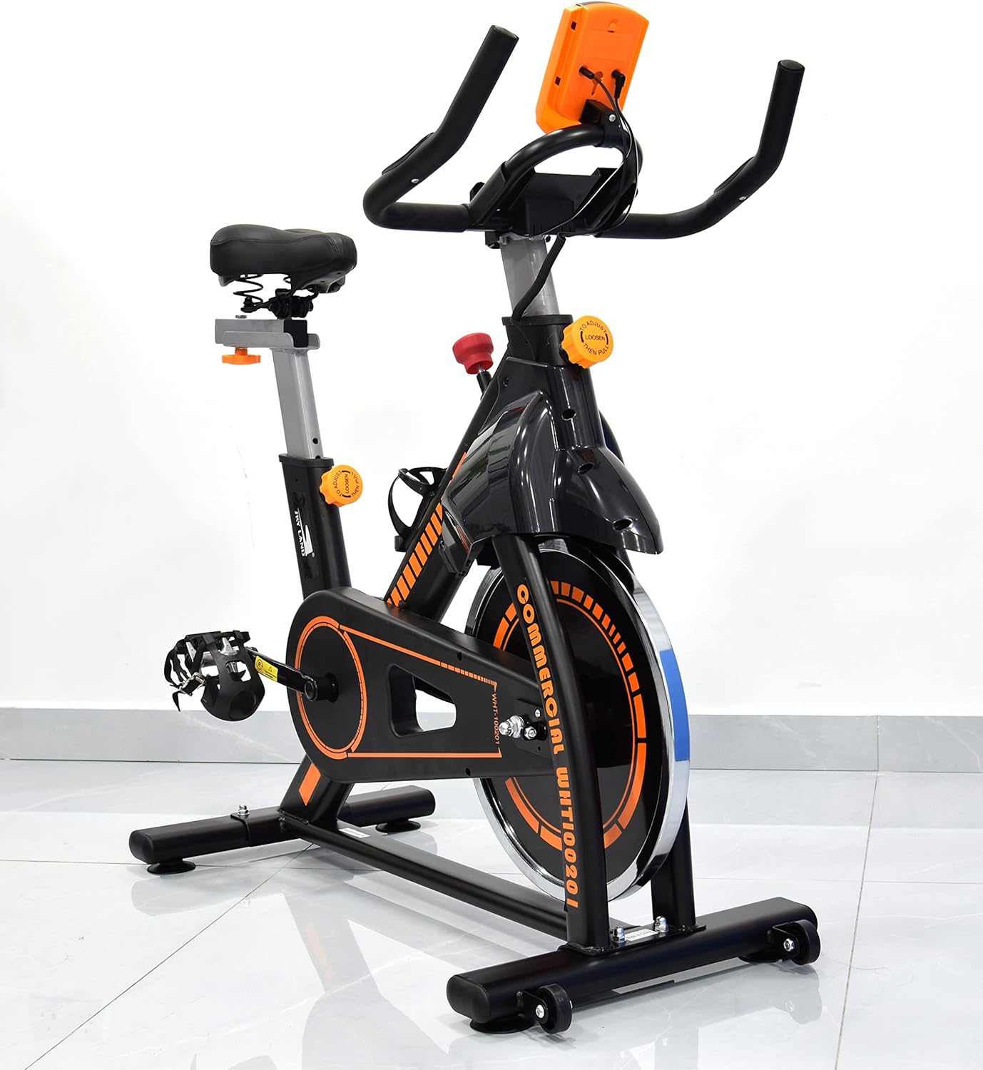 Exercise Bike for Home Cardio | Heavy-Duty Spin Bike with 28 LBS Flywheel, Adjustable Seat & Handlebar, LCD Monitor, Belt Drive Quiet Cycling Workout ?C EM-1560-O - Image 7